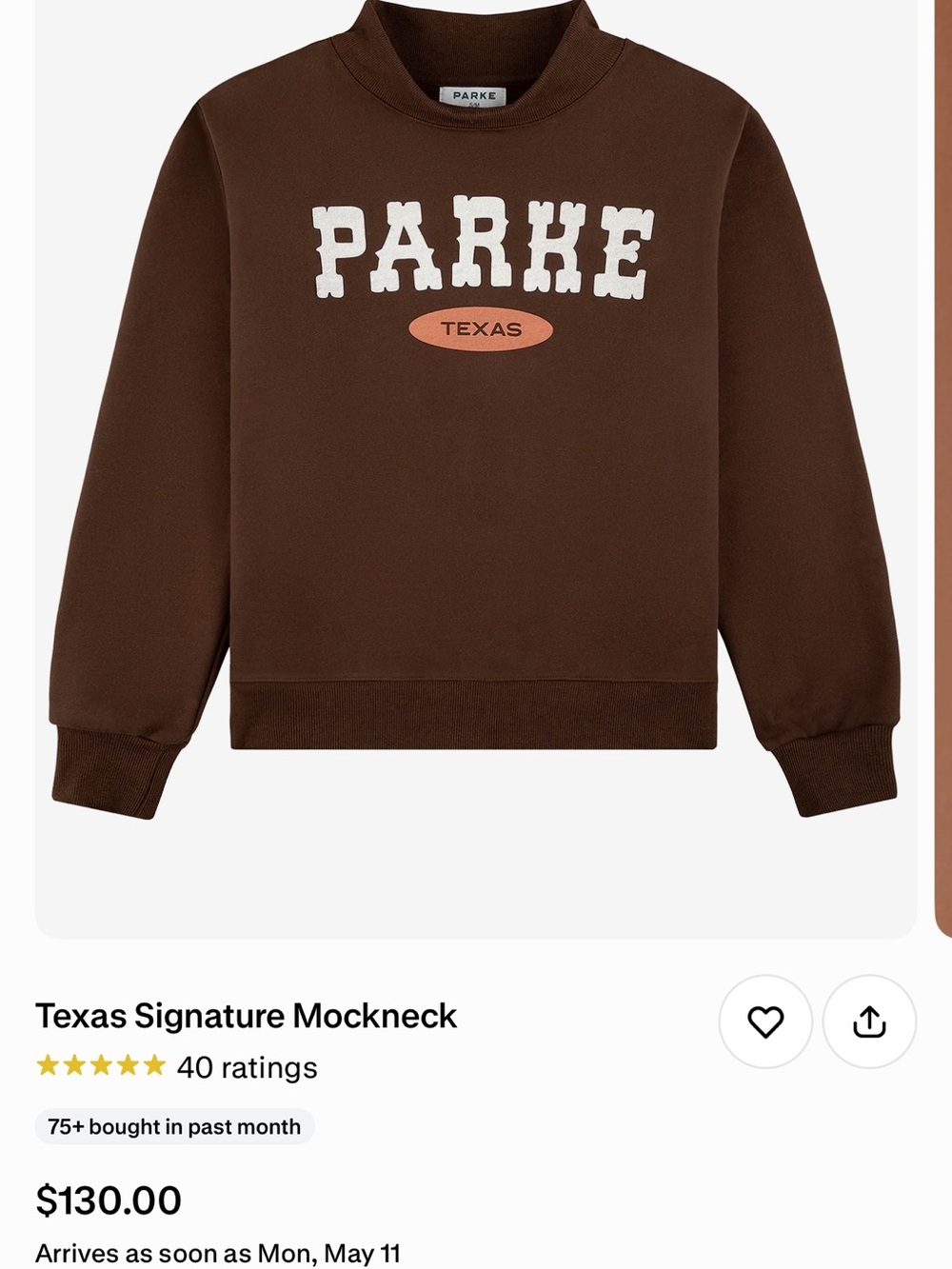 Viral PARKE Mock Neck with Texas Logo - Picture 5 of 5
